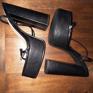 Nasty gal faux leather platform strappy block heels